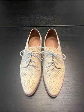 Madewell Cream Perforated Leather Oxfords